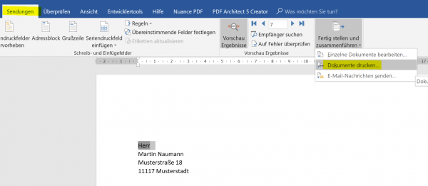 So erstellen Sie professionelle Serienbriefe in Word 2016/2019