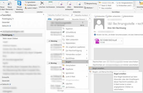 3. Regel fuer E-Mail in Outlook erstellen