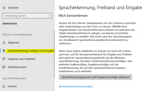 Windows 10 Spracherkennung