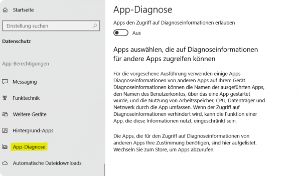 Windwos 10 App Diagnose