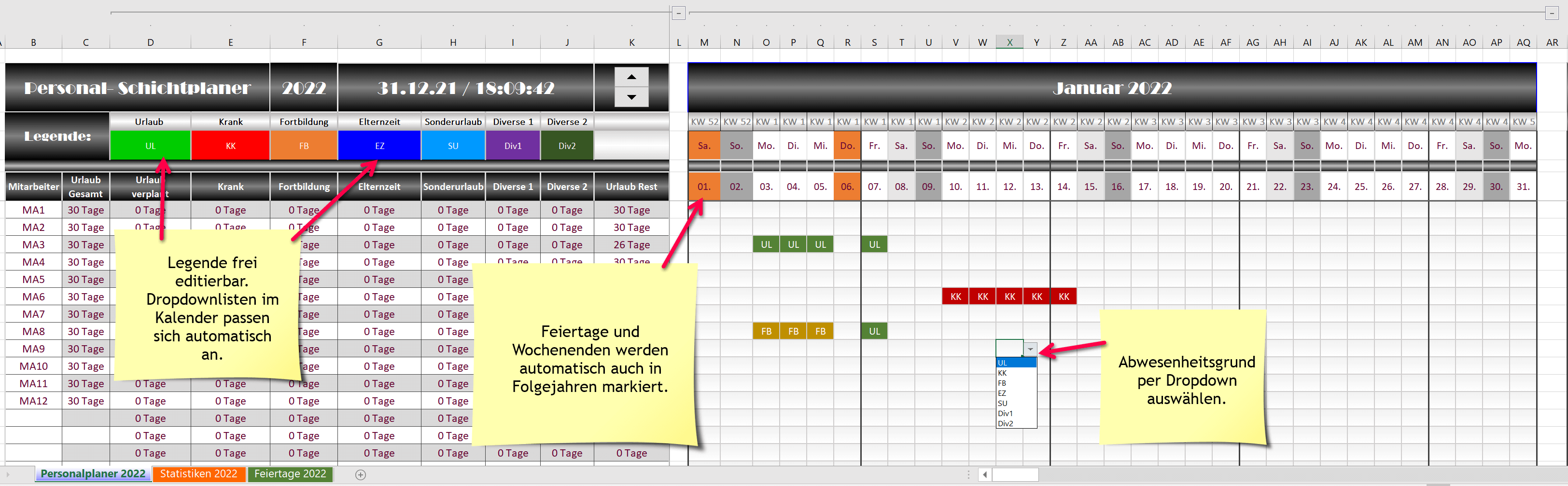 Excel Personalplaner -2022 V1.3 Abb. 1
