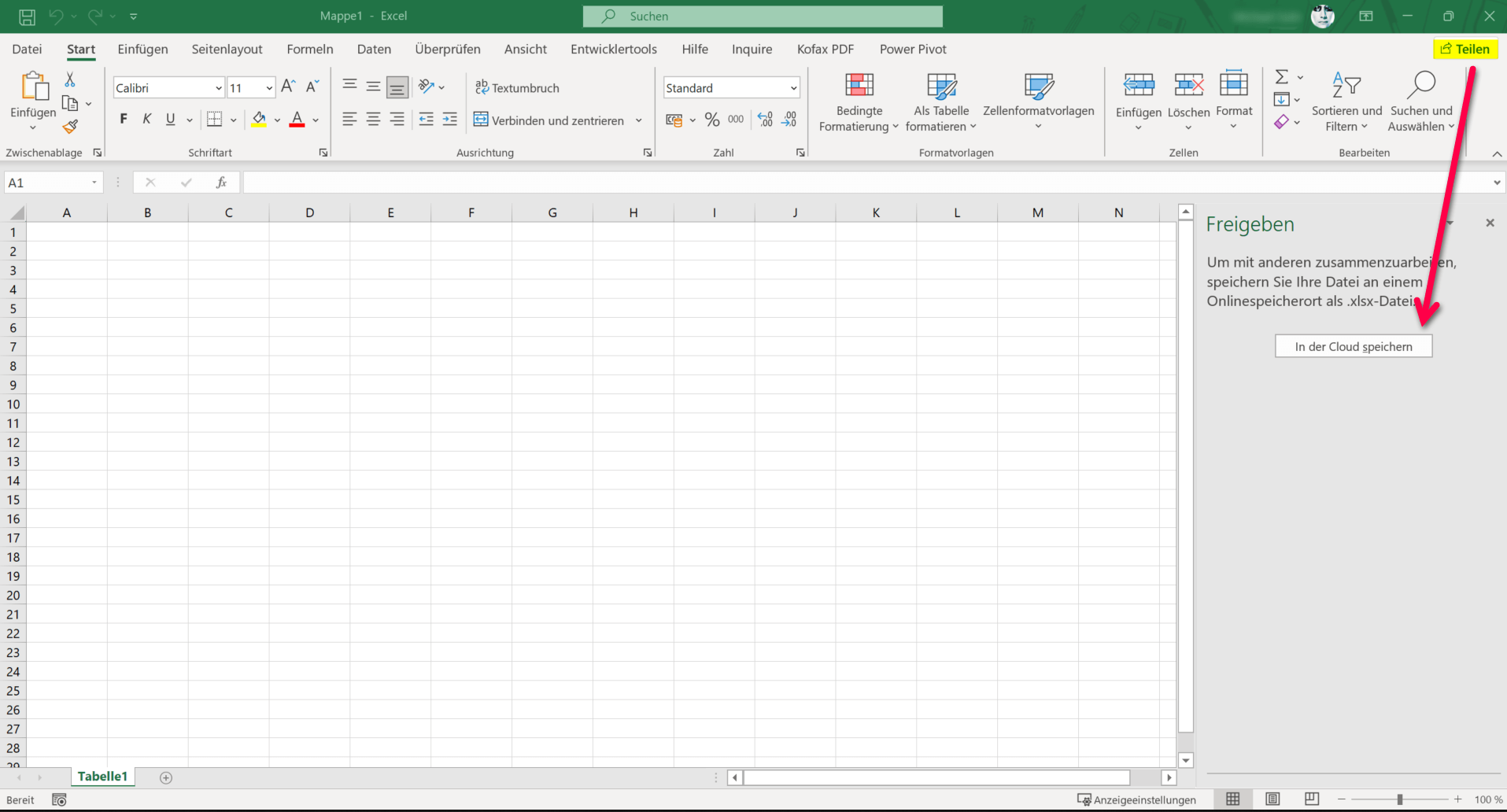 Excel 2021 - Teilen in der Cloud