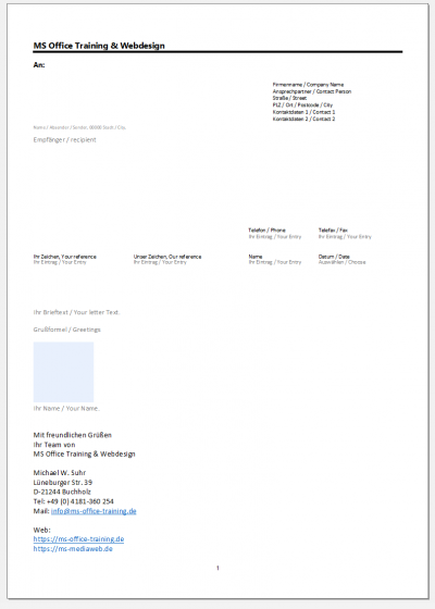 Outlook Email-Vorlage mit Formularfeldern