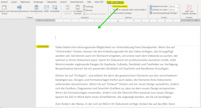 Kopfzeile und Fusszeile in Word - Erste Seite anders in Word