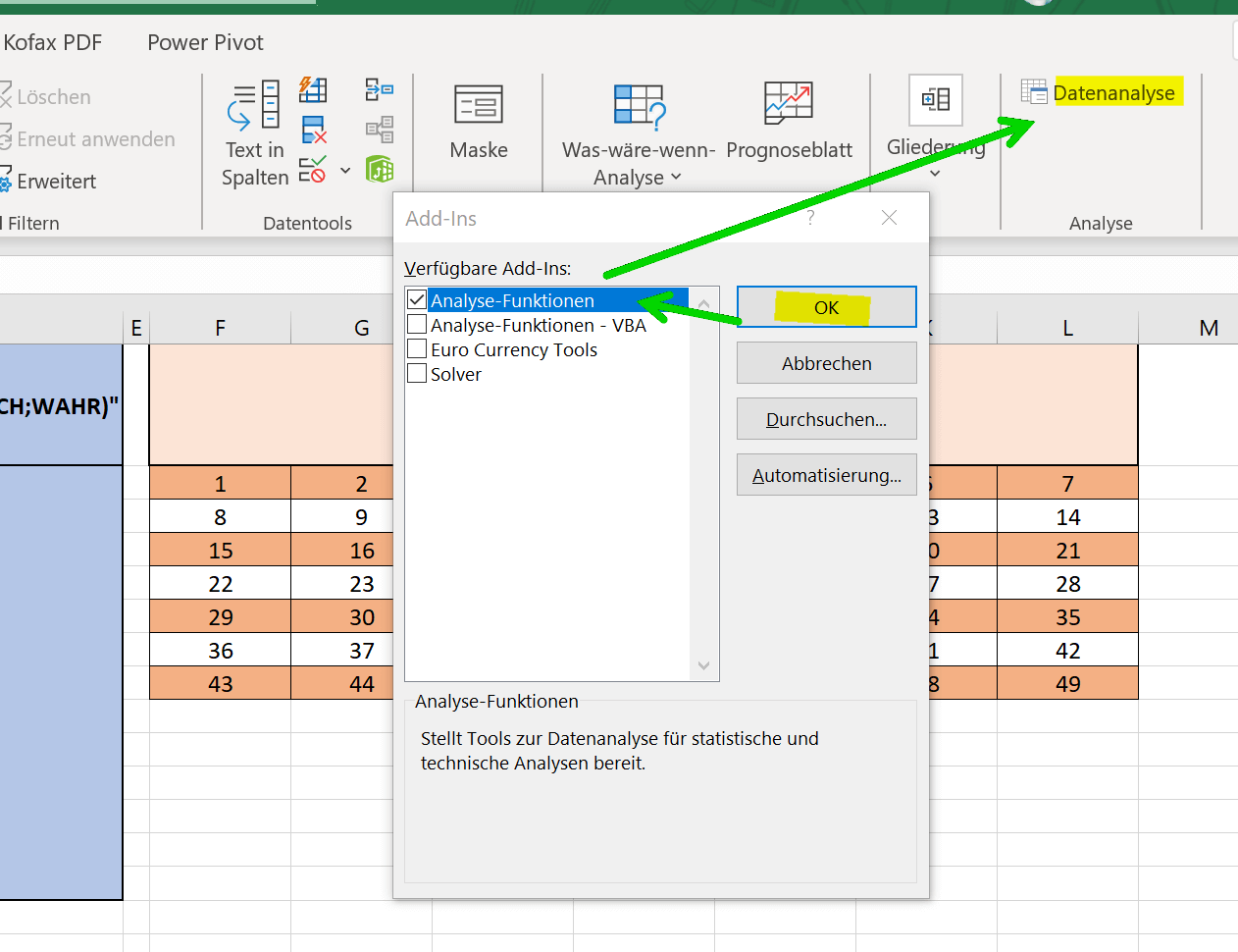 Excel Add-In Analysefunktion Abb.2
