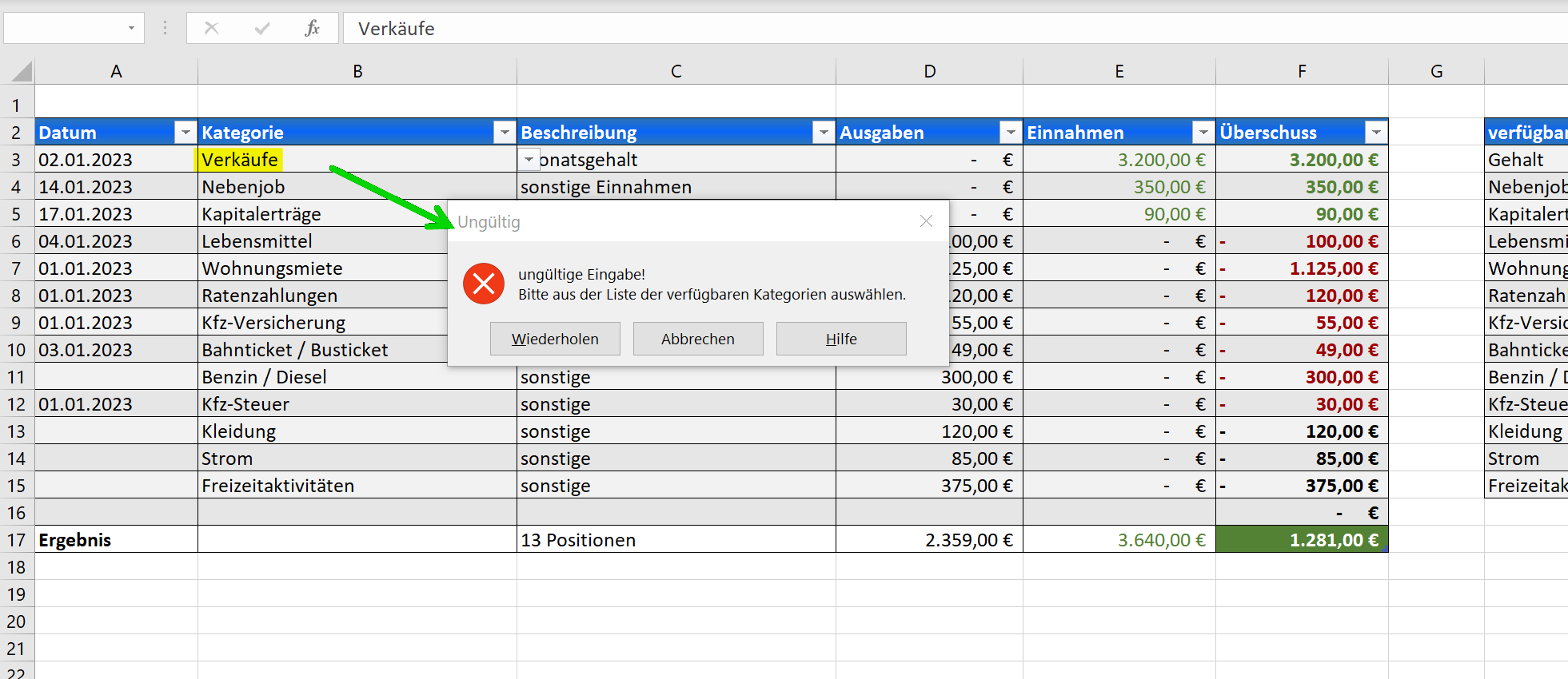 Excel Datenueberpruefung Fehlermeldung Abb2