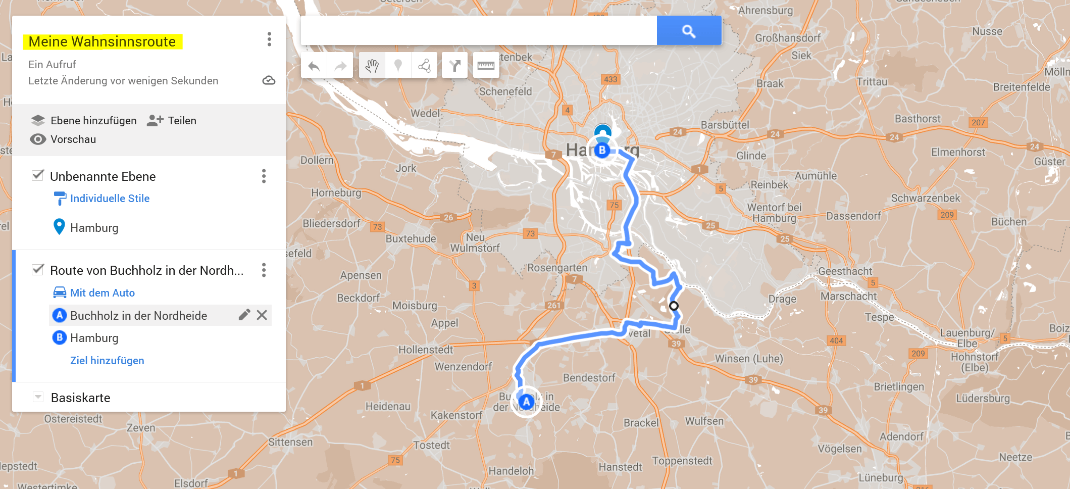 Google My Maps Route planen Abb.2