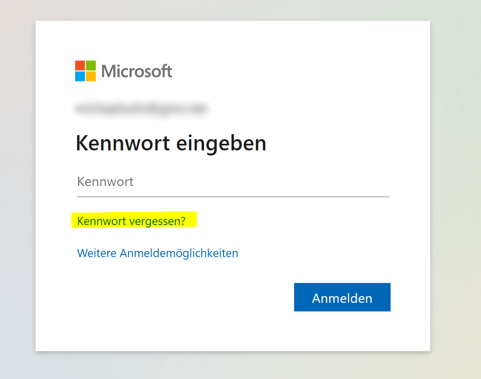 Microsoft Passwort vergessen