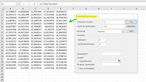 Zufallszahlen in Excel mit Datenanalyse Abb.2