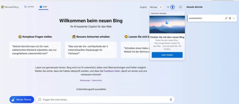 Microsoft Bing - mit KI-Chat